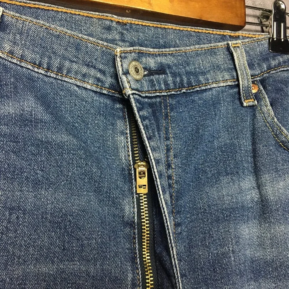 Levis Mens 505 Regular Fit Blue Jeans size 42x32 Stretch Denim Pants Cool Fading